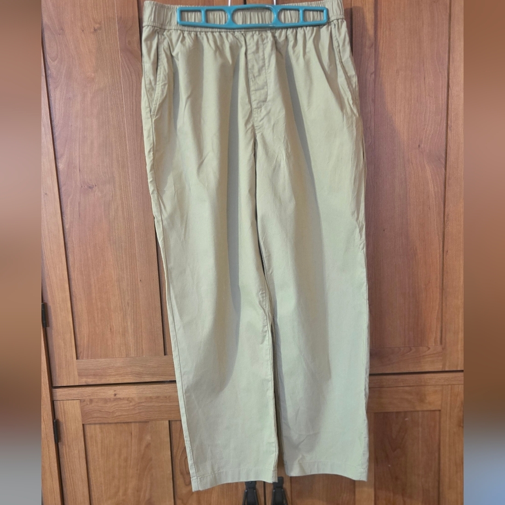 Women's Khaki Elastic Waist Drawstring Cropped Pants